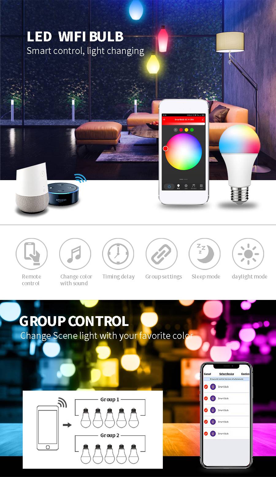 ADAYO smart LED light bulbs