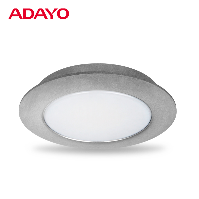 Brushed nickel LED cabinet downlights BAGEL with 8.5W 2700K and recessed