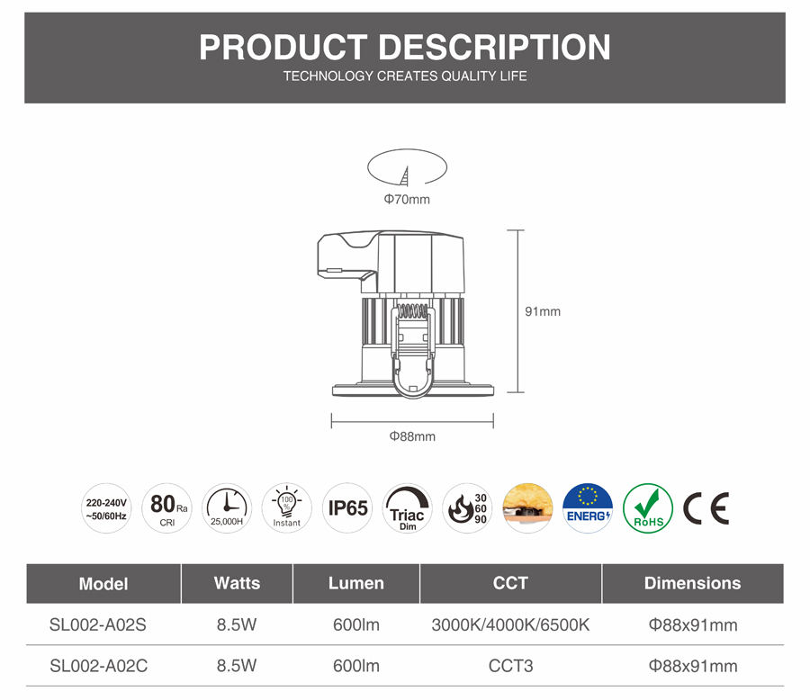 ADAYO IP65 recessed downlight