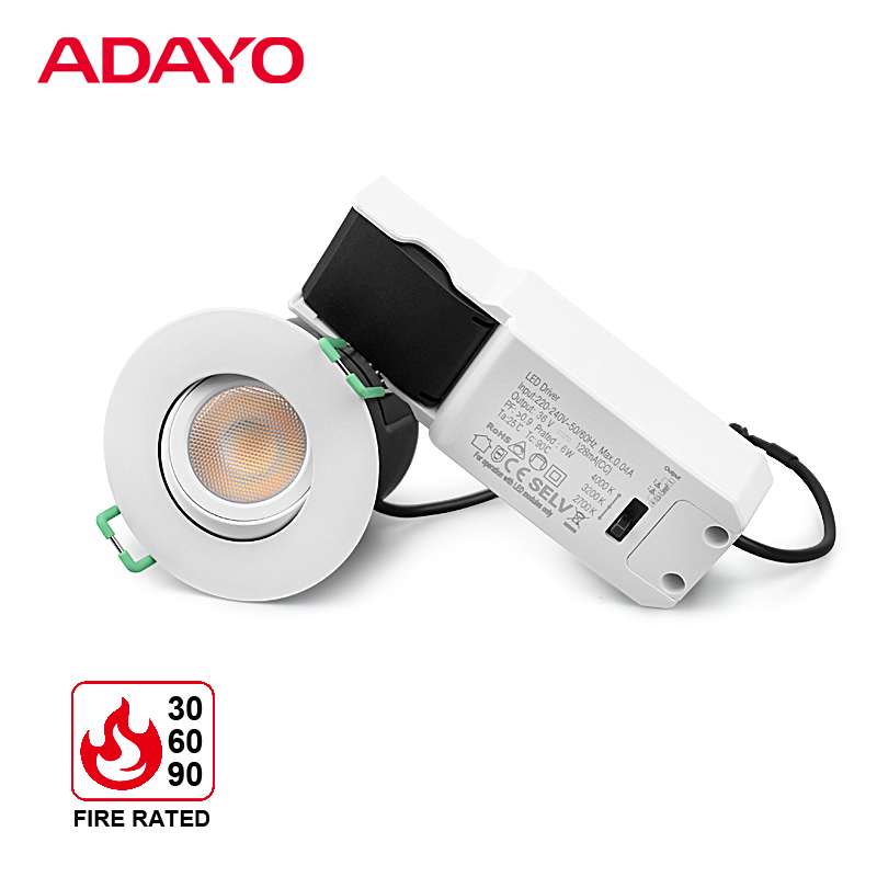 Adjustable fire rated led downlight custom 6W, CCT3, ceiling light manufacturer