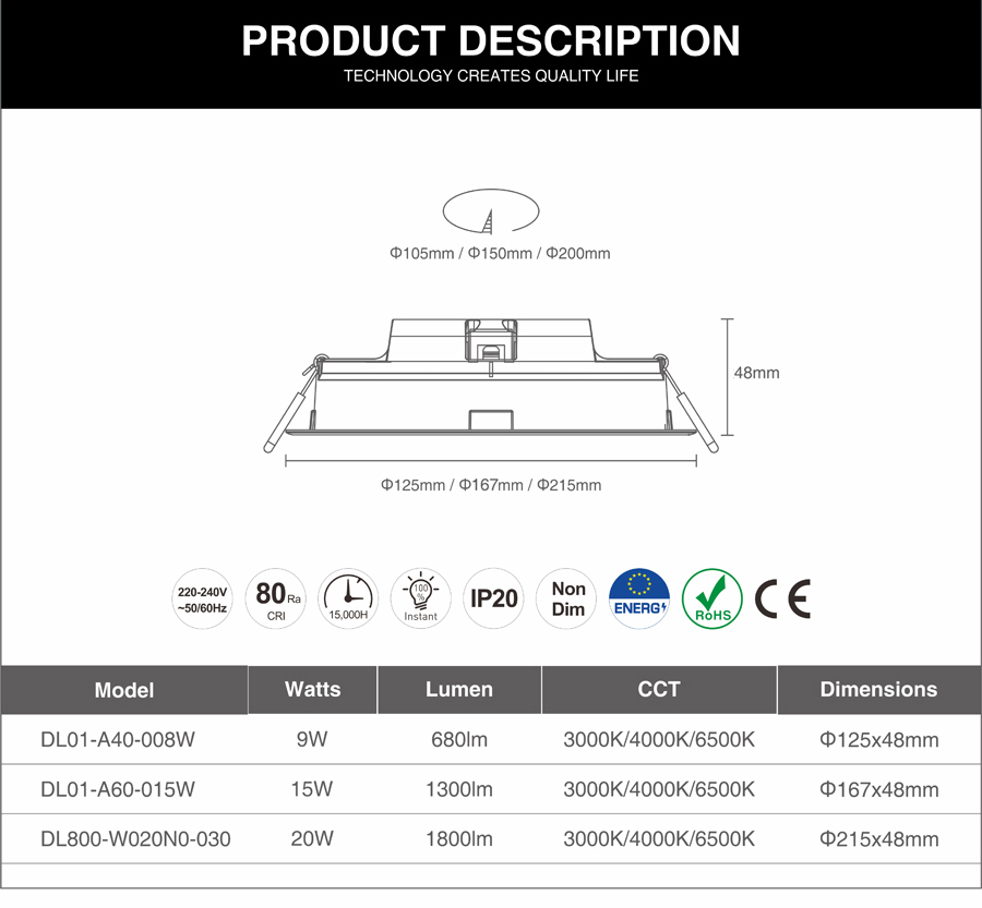 ADAYO 3000K LED recessed light